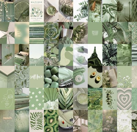 A collection of 60 images with a sage green theme. Perfect for a nature-inspired and calming aesthetic. This is a *DIGITAL DOWNLOAD* - images will be available for download immediately after payment is received. You will be able to download them as a ZIP file. If you would like to buy the physical prints, please go to this link: https://www.etsy.com/uk/listing/1513046970/sage-green-physical-photo-collage-kit-60?click_key=4db19b7c51a1adaf828802fb2eece55be6ad06e5%3A1513046970&click_sum=a1a797e0&re Digital Photo Collage, Green Collage, Calming Aesthetic, Foto Collage, Collage Mural, Aesthetic Wall Decor, Neutral Wall Decor, Green Wall Decor, Green Pictures