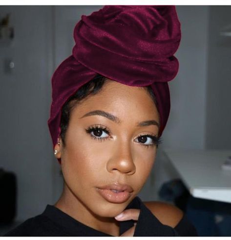 Scarf Turban, Velvet Turban, Head Wrap Styles, Hair Turban, Smen, Head Wrap Scarf, Turban Style, Velvet Hair, Hair Scarf