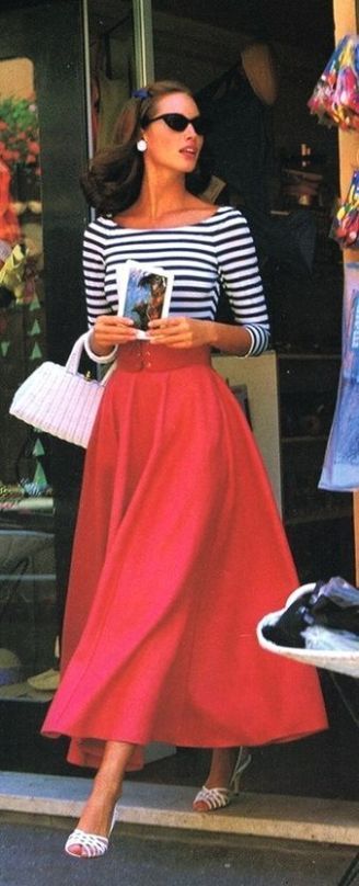 French Riviera Style – Crumpets & Dickens French Riviera Style, Street Skirt, European Street Style, Fashion 50s, Vintage Fashion 1950s, Fashion 90s, Rock Outfit, Look Retro, Fashion 1950s