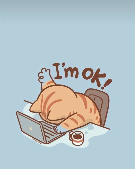 I am Okay 👩🏻‍💻 Kitty Doodles, I Am Okay, Cat Wallpaper, Cat Tattoo, New Ideas, Little Things, Dog Cat, Doodles, Kitty