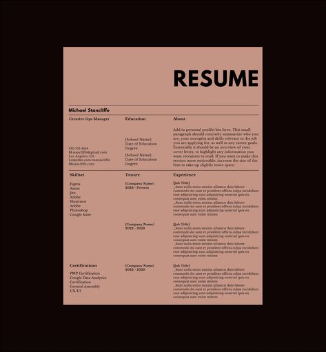 Elevate your professional profile with our exclusive range of resume templates, specially designed for creative professionals. Fresh, innovative, and designed with modern creativity, each template is crafted to make your resume stand out from the crowd. Why Choose Our Templates? Fresh and Creative Designs: Tailored for imaginative minds, our templates reflect a modern and artistic aesthetic that captures the essence of your creativity. Easy to Customize: All our templates are made on Canva, making them incredibly user-friendly. You can personalize colors, fonts, and layouts with just a few clicks.  Versatile: Whether you're a graphic designer, artist, or any creative professional, these templates adapt to highlight your skills effectively. Product Includes: Access to a customizable Canva t Resume And Cover Letter Design, Portfolio Resume Design, Art Director Resume, Resume Layout Design, Fashion Design Resume, Resume Aesthetic, Graphic Design Cover Letter, Cv Graphic Design, Interior Designer Resume