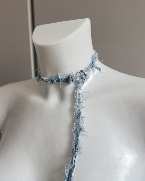 Babyblue Denim Choker 🔥 #choker#jeansupcycling#handmade#denim#babyblue Custom Clothes Diy, Jeans Jewellery, Cloth Choker, Upcycle Jewelry, Upcycle Denim, Denim Choker, Upcycling Art, Diy Choker, Jewlery Necklace