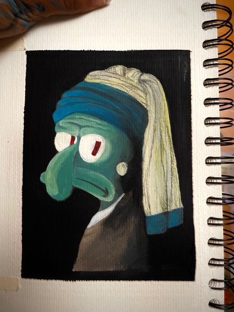 Trippy Spongebob, Art Spongebob, Squidward Art, Squidward Painting, Spongebob Art, Waste Art, Markers Drawing, Spongebob Painting, Funny Paintings