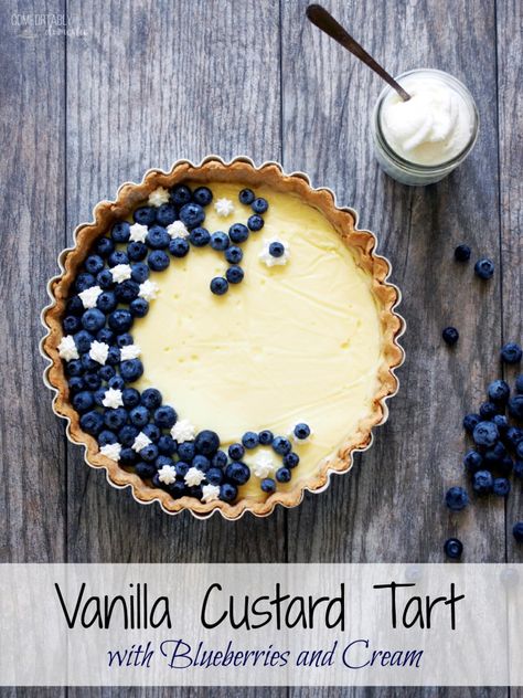 Best Gluten Free Pie Crust, Vanilla Custard Tart, Vanilla Bean Custard, Light Summer Desserts, Blueberries And Cream, Gluten Free Pie Crust, Light Dessert, Tart Filling, Gluten Free Pie