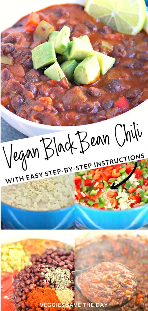 Black Bean Chili Recipe Vegetarian, Vegan Black Bean Chili Recipe, Vegan Black Bean Recipes, Black Bean Chili Vegetarian, Chili Recipe With Black Beans, Dried Spices, Grilled Vegetable Recipes, Vegan Chili Recipe, Vegetable Casserole Recipes