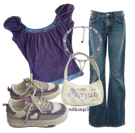 H2o Aesthetic Outfits, Purple Y2k Outfit, H20 Outfits, French Summer Fashion, Girly Aesthetic Outfit, Outfits 2000s, Sleepover Things, 2000s Clothes, Purple Fits