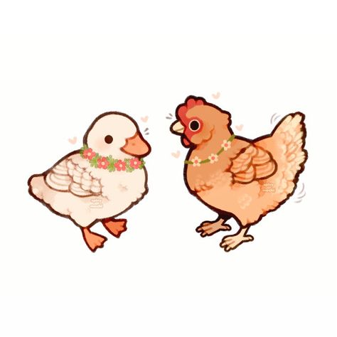 Chicken Doodles, Style Development, Flower Necklaces, Animal Doodles, Animal References, Cute Chickens, Pure Happiness, Chicken Art, Cute Animal Drawings Kawaii