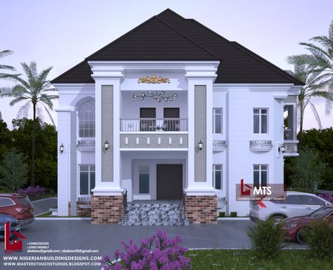 5 BEDROOM DUPLEX (RF D5037) – NIGERIAN BUILDING DESIGNS Nigeria Building Design, Nigerian Building Designs, 3d Duplex House Designs, Nigerian Modern House Design, Beautiful Duplex Houses, Nigeria Duplex Design, Nigerian House Design Exterior, 5 Bedroom Duplex House Plans, 5 Bedroom Duplex Floor Plans