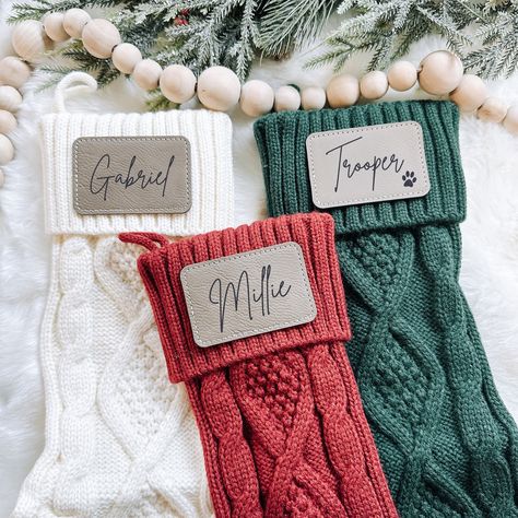 Christmas Stockings Ideas Personalized, Sweater Stockings Christmas, Family Christmas Stockings Personalized, Matching Stockings Christmas, Leather Stocking Christmas, Cricut Stockings Christmas, Family Christmas Stocking Ideas, Personalized Christmas Stockings Ideas, Cute Stockings Christmas