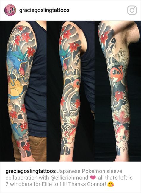 Pokemon Leg Sleeve Tattoo, Japanese Style Pokemon Tattoo, Japanese Pokemon Tattoo, Pokémon Tattoo Sleeve, Pokemon Sleeve Tattoo, Pokemon Tattoo Sleeve, Pokémon Sleeve, Tattoos Pokemon, Traditional Japanese Tattoo Sleeve