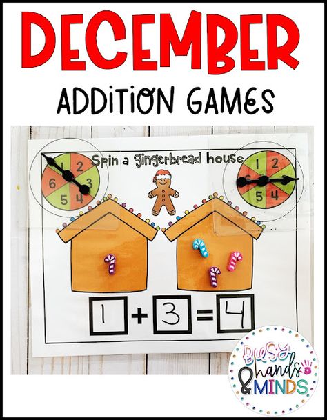 Gingerbread Addition Kindergarten, Christmas Addition Kindergarten, Subtraction Games Kindergarten, Addition Games Kindergarten, Gingerbread Kindergarten, Addition Activities Kindergarten, Christmas Subtraction, Christmas Learning Activities, Christmas Math Centers