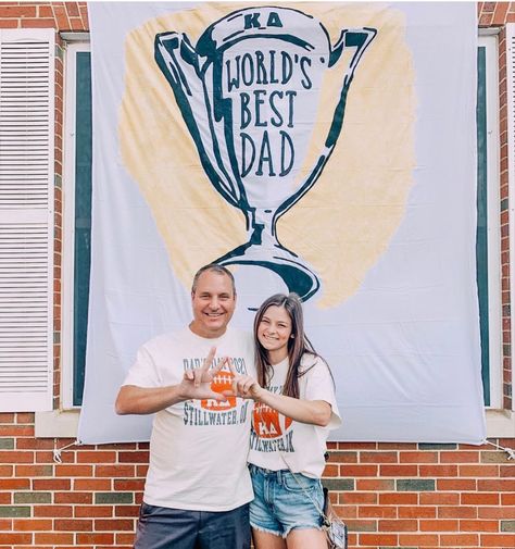 Dads Day Banner Sorority, Dads Weekend Sorority, Dads Day Sorority, Dads Weekend Banner, Dads Weekend Banner Sorority, Axid Graphics, Sorority Branding, Family Weekend Sorority Banner, College Banners