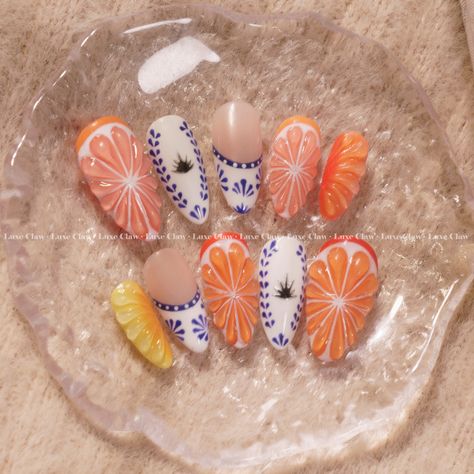 🍊✨ Fresh, fun, and full of fruity vibes! Our 65_Fruit Lover 3D Gel Nails Set is the perfect blend of citrusy zest and intricate design. Featuring detailed 3D fruit slices and bold hand-painted patterns, these nails bring the tropics right to your fingertips! 🍋🌿 #fruitlover #3dnailart #citrusvibes #nailinspo #pressonnails #summernails #handpaintednails #nailsofinstagram #luxeclaw #nailart #nailsofinstagram #pressonnails #gelnailsdesign #summernails #freestylenails #3dflowernails #longnail... Nails Lemon, 3d Gel Nails, 3d Nails Art, Gel Nail Set, Painted Patterns, 3d Flower Nails, Fruit Slices, Nails Set, Party Nails