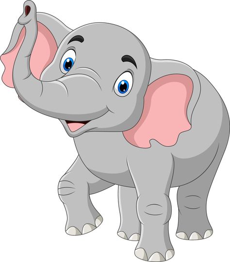 Elephants For Kids, Cute Elephant Cartoon, Elephant Vector, Elephant Cartoon, Animal Cutouts, Elephant Pictures, Cartoon Birds, Cartoon Elephant