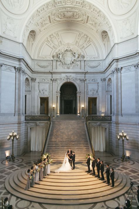 Sf City Hall Wedding, Wedding Hall Decorations, San Francisco City Hall Wedding, Stairs Architecture, Grand Hall, San Francisco City Hall, Dream Wedding Venues, City Hall Wedding, San Francisco City