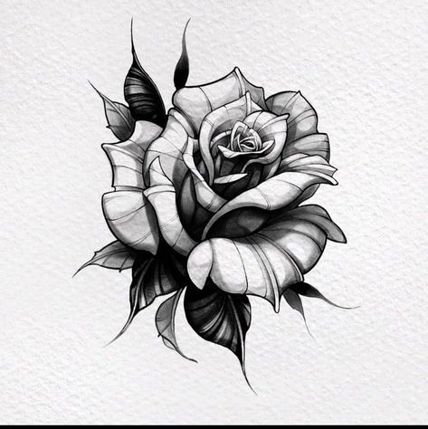 Dark Roses Tattoo, Black And White Flower Tattoo, Rose Flower Tattoos, Rose Drawing Tattoo, Rose Tattoos For Men, Flower Tattoo Drawings, Western Tattoos, Tattoo Stencil Outline, Floral Tattoo Design