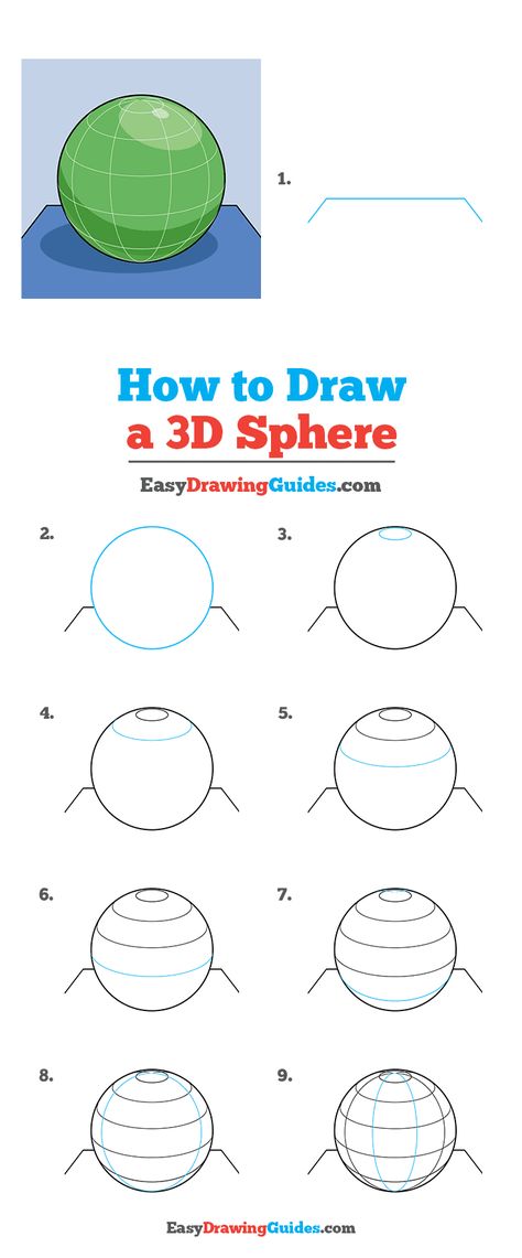 Sphere Drawing, 3d Sphere, Geometric Shapes Drawing, Basic Sketching, 3d Geometric Shapes, Drawing Tutorials For Beginners, Circle Drawing, Drawing Lesson, Easy Drawing Tutorial