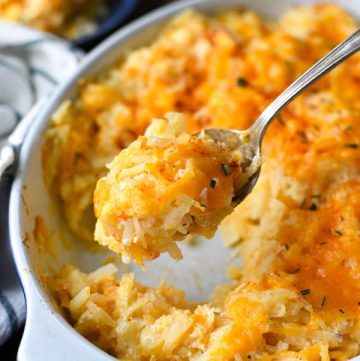 SEARCH Easy Potato Casserole, Cheesy Potato Casserole, Chicken Tikka Masala Recipes, The Seasoned Mom, Shredded Potatoes, Cheesy Potato, 3 Ingredient Recipes, Potatoe Casserole Recipes, Roasted Chicken Breast