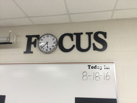 classroom clock, focus on math Door Decorating Contest Ideas, Classroom Clock, Middle School Classroom Decor, Contest Ideas, Math Classroom Decorations, Classroom Decor High School, Door Decorating Contest, Classroom Wall Decor, Classroom Makeover