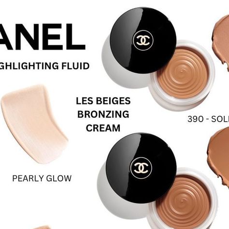 @ootdhijab on Instagram: "LES BEIGES BRONZING CREAM Cream-gel bronzer for a healthy sun kissed glow. 390 - SOLEIL TAN BRONZE 392 - SOLEIL TAN MEDIUM BRONZE 395 - SOLEIL TAN DEEP BRONZE #360mall #chanel #chanelmakeup #makeupartist #makeupaddiction LES BEIGES HIGHLIGHTING FLUID Sheer fluid highlighter for a luminous healthy glow for face and body. In two shades: - [ ] PEARLY GLOW - [ ] SUNKISSED" Chanel Bronzer Aesthetic, Chanel Cream Bronzer, Chanel Les Beiges Bronzing Cream, Bronzing Pearls, Shimmer Bronzer, Beige Highlights, Chanel Makeup, Healthy Glow, Makeup Brands