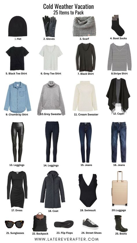 7 Day Travel Capsule Wardrobe Winter, Packing For A Winter Vacation, Winter Packing List Carry On, 10 Day Trip Packing List Winter, Weekend City Break Outfit Winter, 2 Week Winter Packing List Cold Weather, What To Pack For Europe In Winter, Winter Packing List Cold Weather Travel, Winter Packing Carry On