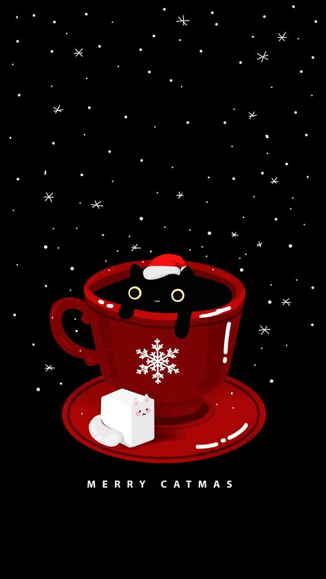 Christmas Cat Aesthetic, 8k Wallpaper For Mobile Black, Cat Christmas Illustration, 8k Wallpaper For Mobile, Christmas Lockscreen, Cat Phone Wallpaper, Scary Christmas, The Best Wallpapers, Halloween Wallpaper Cute