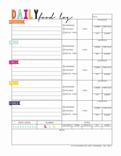 Daily Meal Plan Template Awesome Daily Food Log Printable A Successful Health and Fitness Exercise Log Template, Food Log Printable, Daily Food Log, Fitness Journal Printable, Fitness Tracker Printable, Daily Meal Plan, Fitness Planner Printable, Meal Planner Template, Meal Planning Template