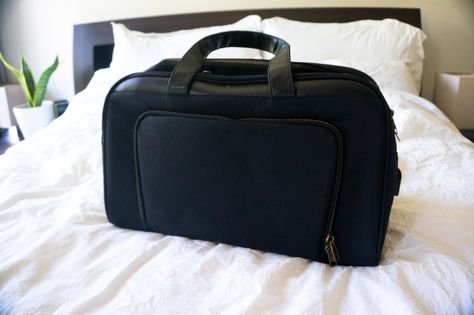 Review of the Bento Bag by Nomad Lane — A Somplified Life Nomad Lane Bento Bag, Bento Bag, Tech Pouch, Suitcase Handle, Bento Bags, Overhead Storage, Shoe Bags, Travel Stuff, My Trip