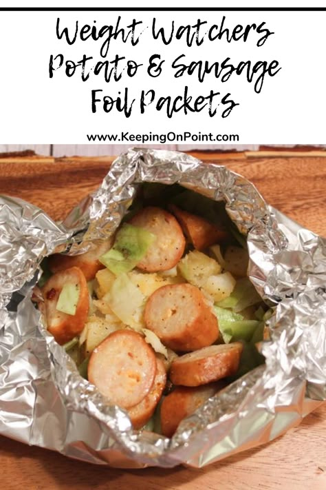 Potato And Sausage, Weight Watchers Meals Dinner, Potato Sausage, Weight Watchers Tips, Weight Watchers Meal Plans, Foil Pack Meals, Foil Dinners, Weight Watchers Recipes Desserts, Weight Watchers Smart Points