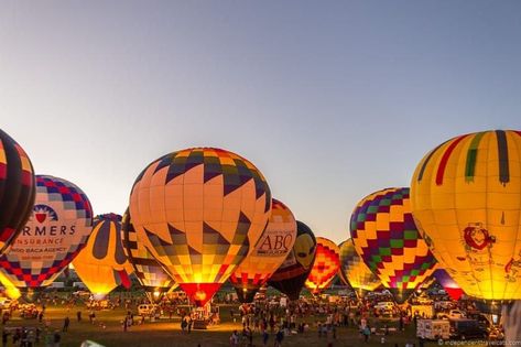 Ultimate Guide to the Albuquerque Balloon Festival in New Mexico Hot Air Balloon Festival Albuquerque, Albuquerque Balloon Festival, New Mexico Albuquerque, Albuquerque Balloon Fiesta, Bucket List Activities, Balloon Glow, Air Ballons, Air Balloon Festival, American Dreams