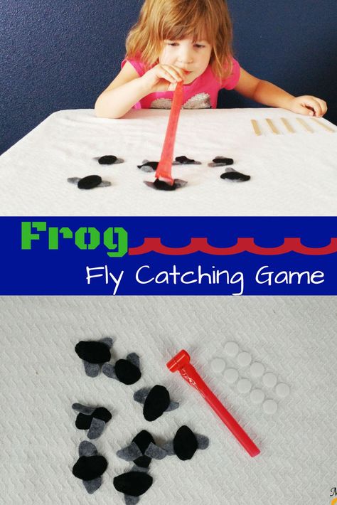 This frog activity & counting game is sure to lead to a hopping good time!! Catch and count flies, just the way a frog would! Hopping Critters Preschool Activities, Frog Science Activities For Preschool, Frog Craft With Party Blower, Fly Activities For Preschool, Prek Frog Activities, Five Green And Speckled Frogs Activities, Reptile Activities For Toddlers, Frogs Activities Preschool, Frog Craft Ideas