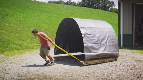 How To Build a Portable Livestock Shelter Shelter For Goats, Pig Tractor, Pasture Shelter, Sheep Shelter, Pig Shelter, Goat Feeder, Sheep Pen, Livestock Shelter, Goat Shelter