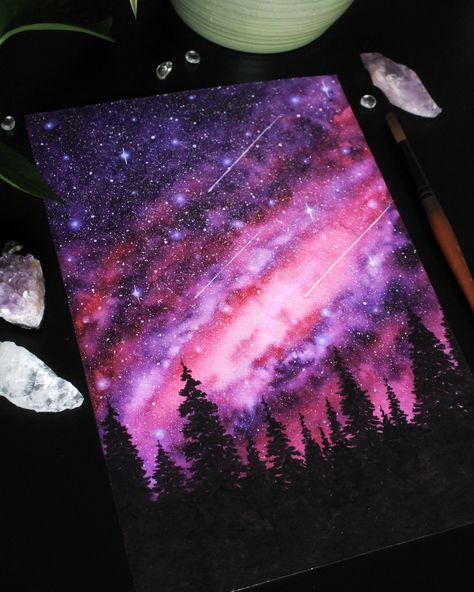 #galaxyart #watercolors #watercolorgalaxy #watercolorart #watercolorinspiration #watercolorideas Calligraphy Bookmarks, Celestial Painting, Watercolour Galaxy, Pink Galaxy, Watercolor Galaxy, Cute Canvas Paintings, Cute Canvas, Galaxy Art, Watercolor Inspiration