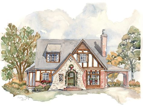 A Tiny Tudor Tudor House Plans, Tudor Cottage, Southern Living House Plans, Cottage Floor Plans, House Plans One Story, Vintage House Plans, Tudor Style Homes, Storybook Cottage, Southern House Plans