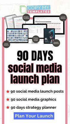 90-Day Social Media Posts, Graphics and Strategy Planner To Promote Your Info Products and Ebooks. Social Media Toolkit, Successful Social Media, Engaging Posts, Small Business Inspiration, Social Media Planning, Social Media Followers, Media Campaign, Social Media Campaign, Media Management