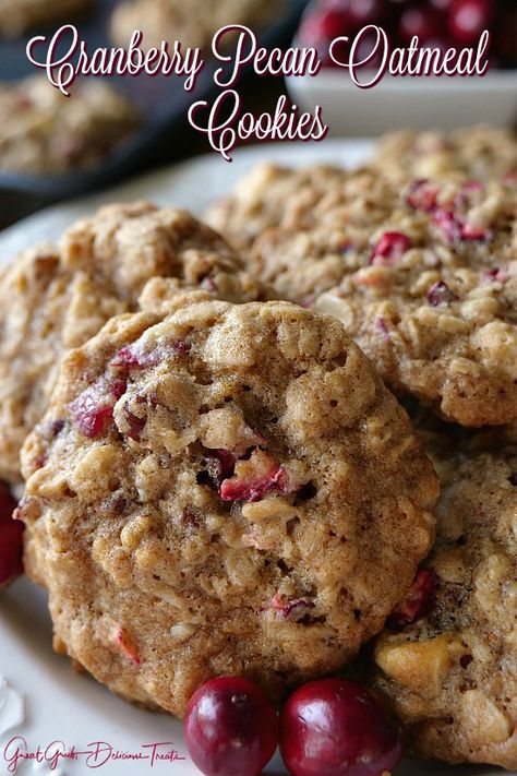 Cranberry Pecan Oatmeal Cookies Cranberry Pecan Oatmeal Cookies, Pecan Oatmeal Cookies, Cookie Breakfast, Pecan Recipe, Pecan Oatmeal, Cranberry Cookies Recipes, Oatmeal Cranberry Cookies, Best Christmas Cookie Recipe, Breakfast Oatmeal