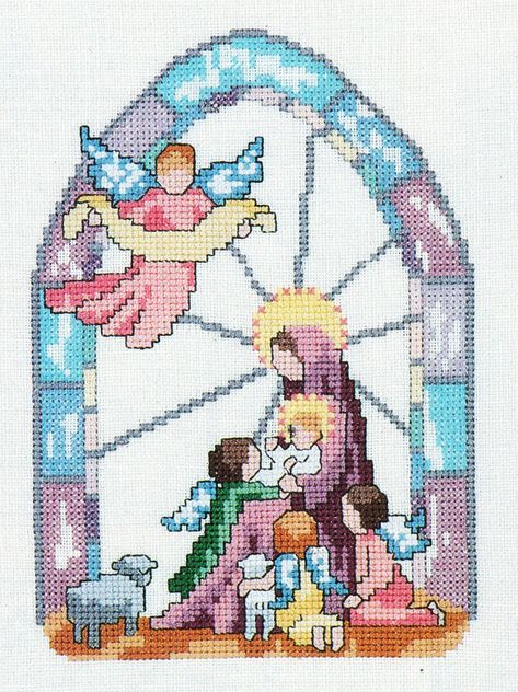 "NATIVITY SCENE - FAIRY TALE CHRISTMAS" Angel Jesus Kids Cross Stitch Pattern V9 Angel Candle, Vintage Cross Stitch Pattern, Quilt Squares, Candle Ring, Cross Stitch Books, Peace Dove, Stitch Book, Mary And Jesus, Vintage Cross Stitches