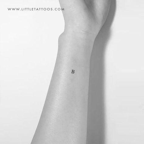 B Uppercase Serif Letter Temporary Tattoo (Set of 3) #Fonts 1372 Tiny B Tattoo, B Tattoo Letter Initial, Tattoo Letter B, One Letter Tattoo, Letter B Tattoo Ideas, Kids Initial Tattoos, Letter B Tattoo, Small Letter Tattoo, Fine Tattoo