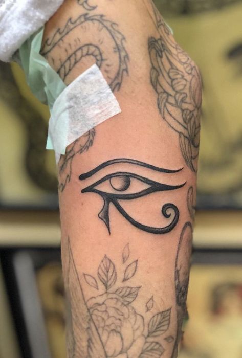 Eye of Horus tattoo Ljungaverk Ånge Tatsu-Tattoo Small Tattoos Egyptian, Eye Of Horus Neck Tattoo, Eye Of Ra Tattoo Men, Egypt God Tattoo, Ankh And Eye Of Horus Tattoo, Eye Of Horus Tattoo Men, Tattoo Eye Of Ra, Egyptian Tattoo Men, Horus Tattoo Egyptian