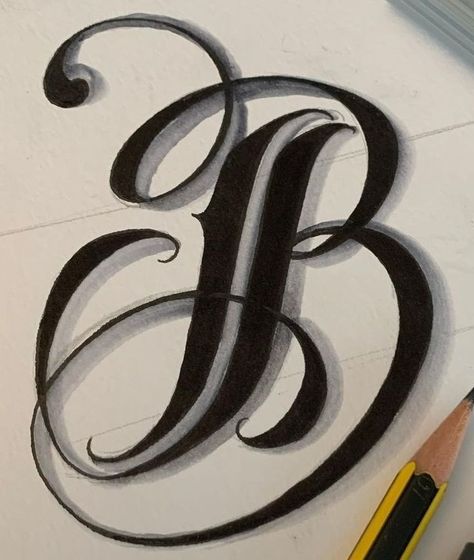 Calligraphy B, Letter B Tattoo, Tattoo Lettering Alphabet, Tattoo Lettering Design, Lettering Styles Alphabet, Chicano Lettering, Tattoo Lettering Styles, Drawings For Boyfriend, Graffiti Lettering Fonts