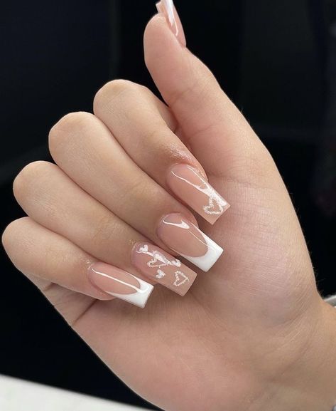 Acrylic Nails Nude, 2023 Nail, White Acrylic Nails, French Tip Acrylic Nails, Short Square Acrylic Nails, Long Acrylic Nails Coffin, Bling Acrylic Nails, Acrylic Nails Coffin Short, Short Acrylic Nails Designs