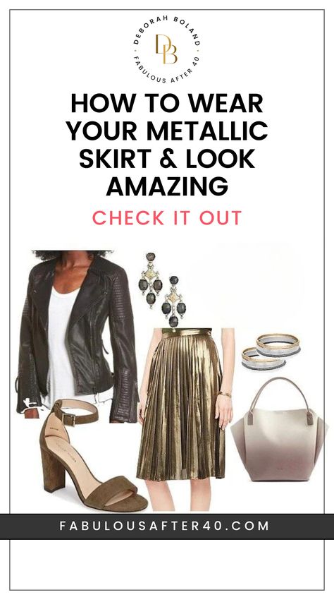 Get ready for some serious shine with these fabulous metallic skirt outfit ideas 🌟! Explore the endless possibilities of styling silver, gold, and pleated skirts with our ultimate guide 💃. Make a statement that's hard to miss with these eye-catching looks 😍. Click here to check it out 👉. Pleated Skirt Style Ideas, Gold Metallic Skirt Outfit, Metallic Maxi Skirt Outfit, Gold Skirt Outfit Metallic, Silver Pleated Skirt Outfit, Metallic Pleated Skirt Outfits, Gold Skirt Outfit, Metallic Skirt Outfit, What To Wear At Home