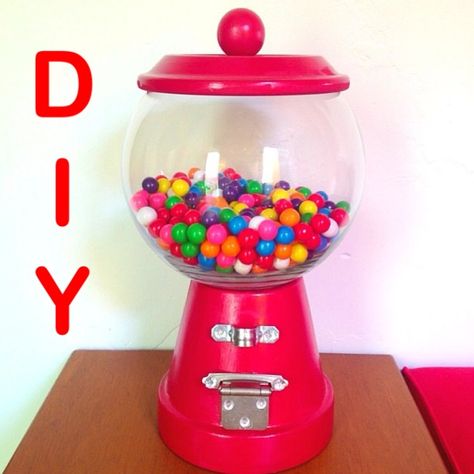 DIY- Gumball Machine  http://www.youtube.com/watch?v=gzyG4mE5-1s Diy Gum Ball Machines, Diy Large Gumball Machine, Diy Gumball Machine, Bubble Gum Machine, Gumball Machines, Pumpkin Contest, Creative Creations, Christmas Craft Fair, Terra Cotta Pot Crafts