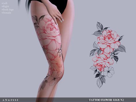 The Sims Resource - Tattoo-Flower legs N2 Sims 4 Cc Tattoos Female Thigh, Sims 4 Cc Rose Tattoo, Sims 4 Cc Clothes Tattoos, Sims 4 Cc Tattoos Female Leg, Sims 4 Flower Tattoo, Sim4 Cc Tattoo, Sims 4 Cc Face Tattoos Female, Sims 4 Alpha Cc Tattoos, Sims 4 Thigh Tattoo