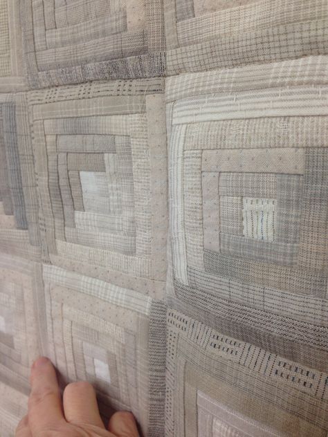 Taupe Quilts, Neutral Quilts, Monochromatic Quilt, Low Volume Quilt, Neutral Quilt, Yoko Saito, Log Cabin Quilt Pattern, Log Cabin Quilt Blocks, Japanese Quilts