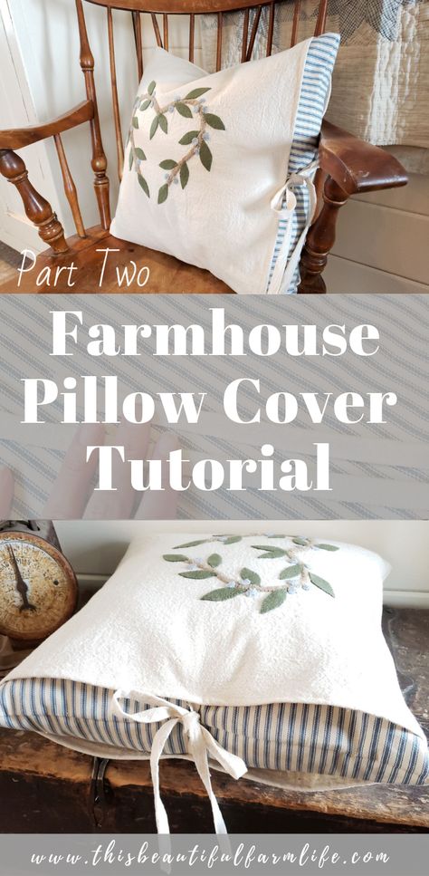 Farmhouse Pillow Cover Tutorial|Part Two - this beautiful farm life Sewing Inspiration Projects, Pillow Cover Tutorial, Sewing Machine Cover Pattern, Pillow Covers Tutorial, Diy Pillow Covers, Sewing Machine Cover, Farmhouse Pillow, Beautiful Farm, Trendy Sewing