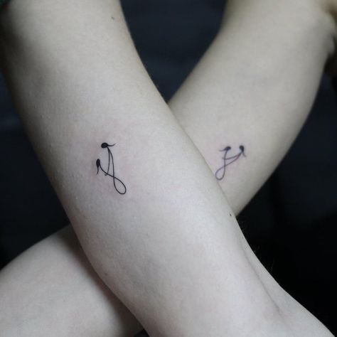 “ The Sisters “ • #sistertattoo —————————————————————————— #sisterhood #linetattoo #tattoo2 #minimaltattoo #cutetattoo #thevaletattoo #adanatattoo #blackwork #linework Cute Mini Friendship Tattoos, Unique Tattoos Sisters, Meaningful Matching Tattoos Sisters, Bff Symbols Tattoo, Sister Tattoos Minimal, Sibling Tattoo For 2 Sisters, French Sister Tattoo, Friendship Line Tattoo, Tattoo Twins Sister