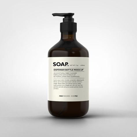 www.idesignstudio.net | Soap Dispenser Bottle Mock-up | Free Download Diy Soap Dispenser Bottle, Label Inspiration, Graphic Design Mockup, Cosmetic Packaging Design, Bottle Display, Psd Template Free, Free Product, Bottle Mockup, Creative Packaging