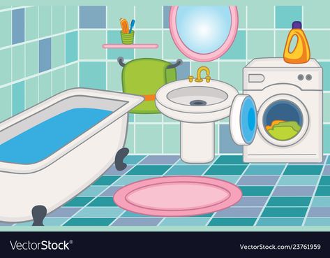 Bathroom Clipart, Bathroom Illustration, Interior Vector, Icon Bathroom, Cartoon Bathroom, Shower Images, Bathroom Cartoon, Images Cartoon, Bathroom Wall Decor Art