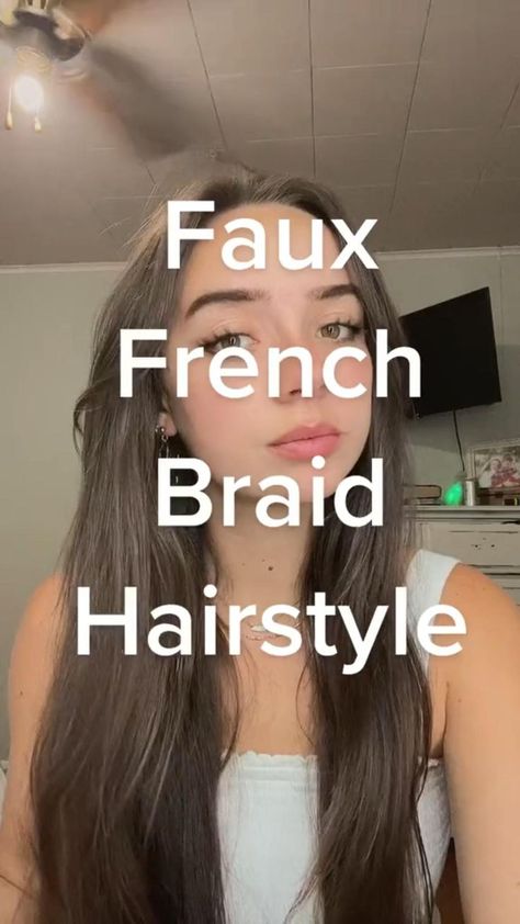 How To Do Fake French Braids, School Hairstyles French Braids, Quick Easy Hair Updos, Back To School Hairstyles Updos, Simple Braids For School, How To Fake French Braid Your Own Hair, Cute Updos For School Easy, Dutch Braid Hairstyles For School, How To Fake French Braid